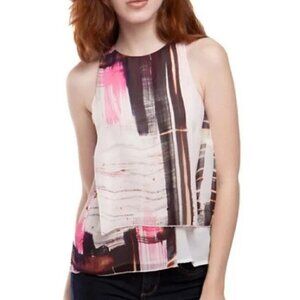 French Connection Women's Layered Cornell Tank Blouse Lined High-Neck Size 8